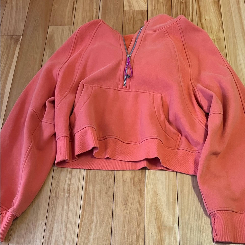 Women's Coral Lululemon Half-Zip Scuba